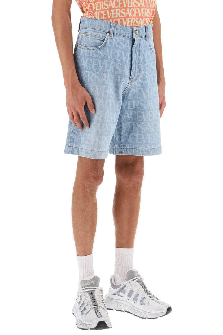 Allover Versace Denim Shorts - Versace - Men