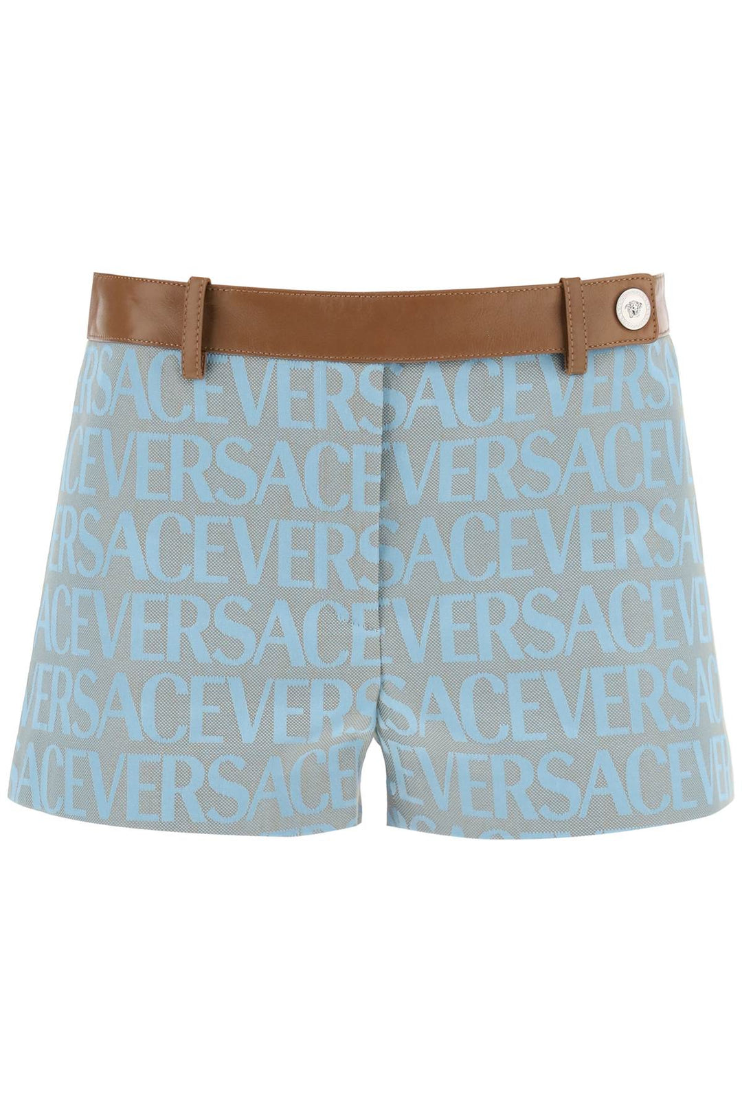 Monogram Shorts With Leather Band - Versace - Women