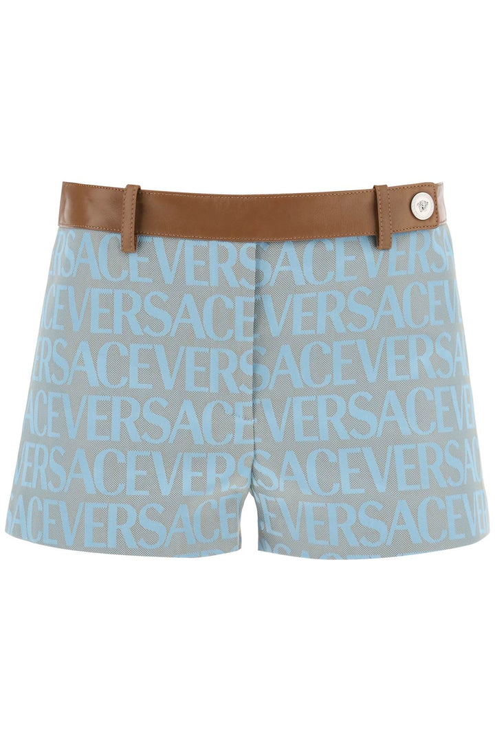 Monogram Shorts With Leather Band - Versace - Women