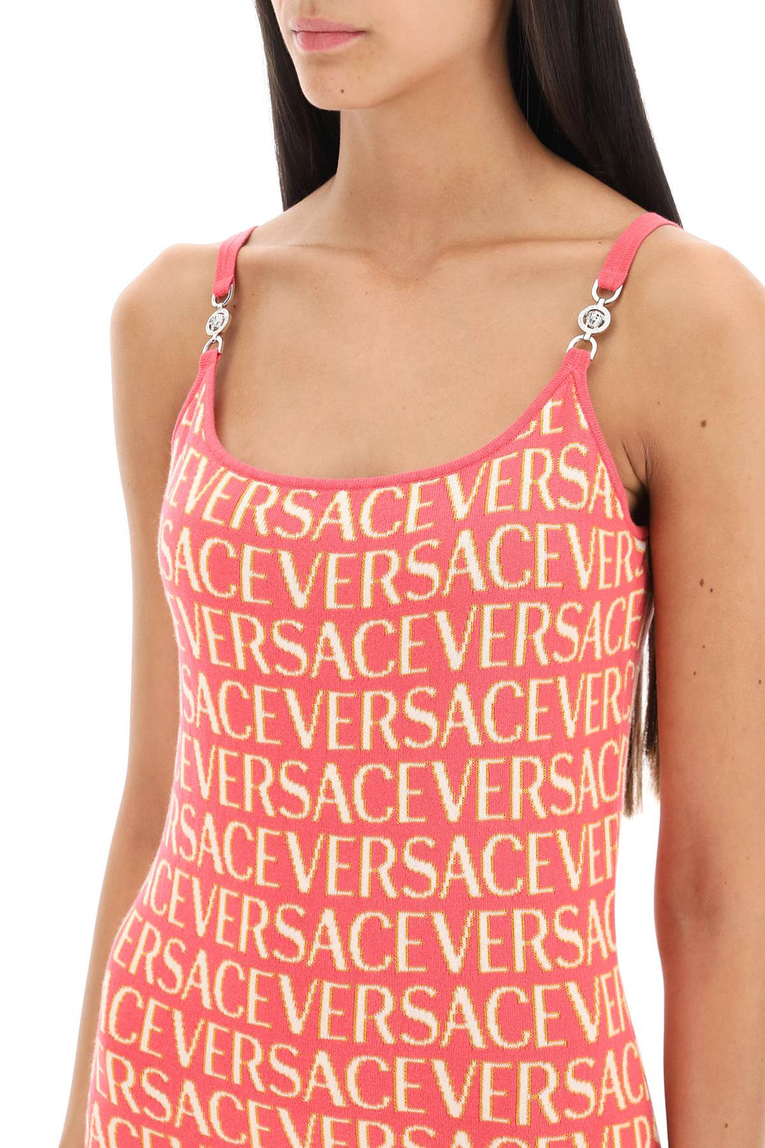 Monogram Knit Mini Dress - Versace - Women