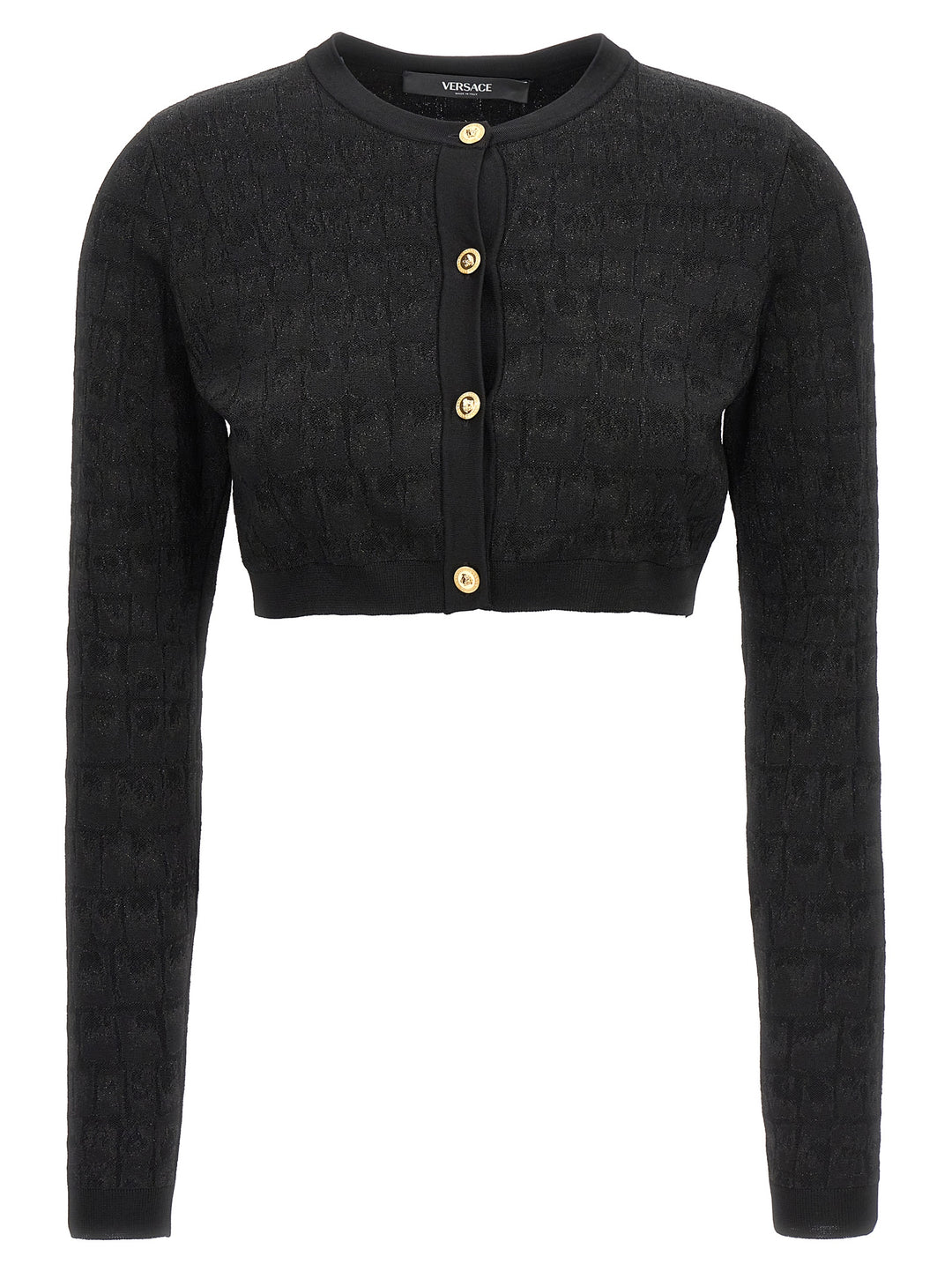 Crocodile-Effect Cardigan Sweater, Cardigans Black