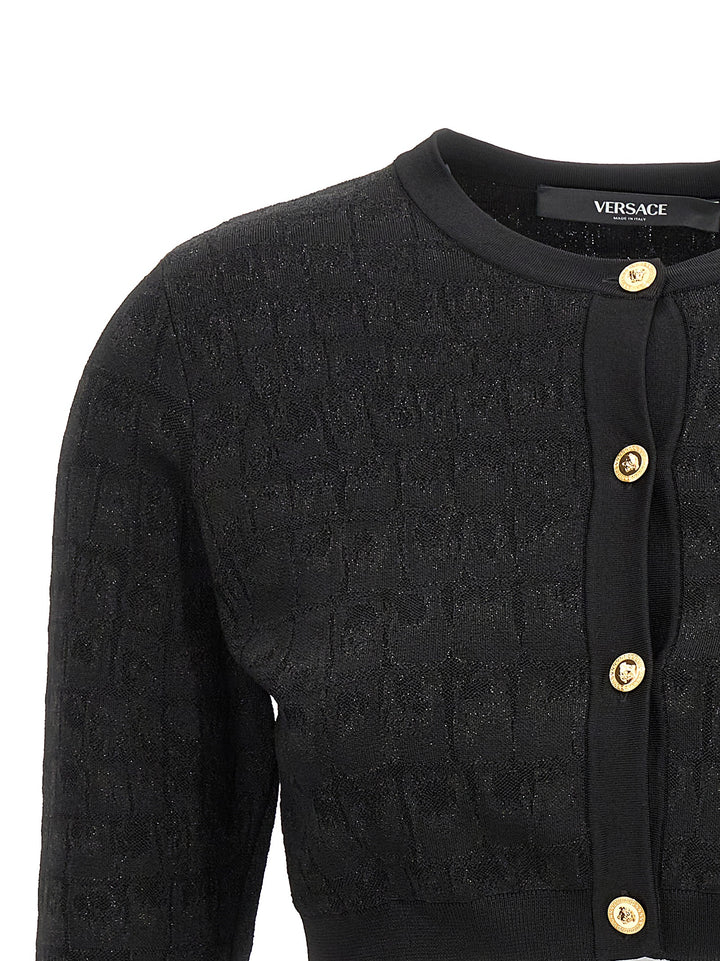 Crocodile-Effect Cardigan Sweater, Cardigans Black