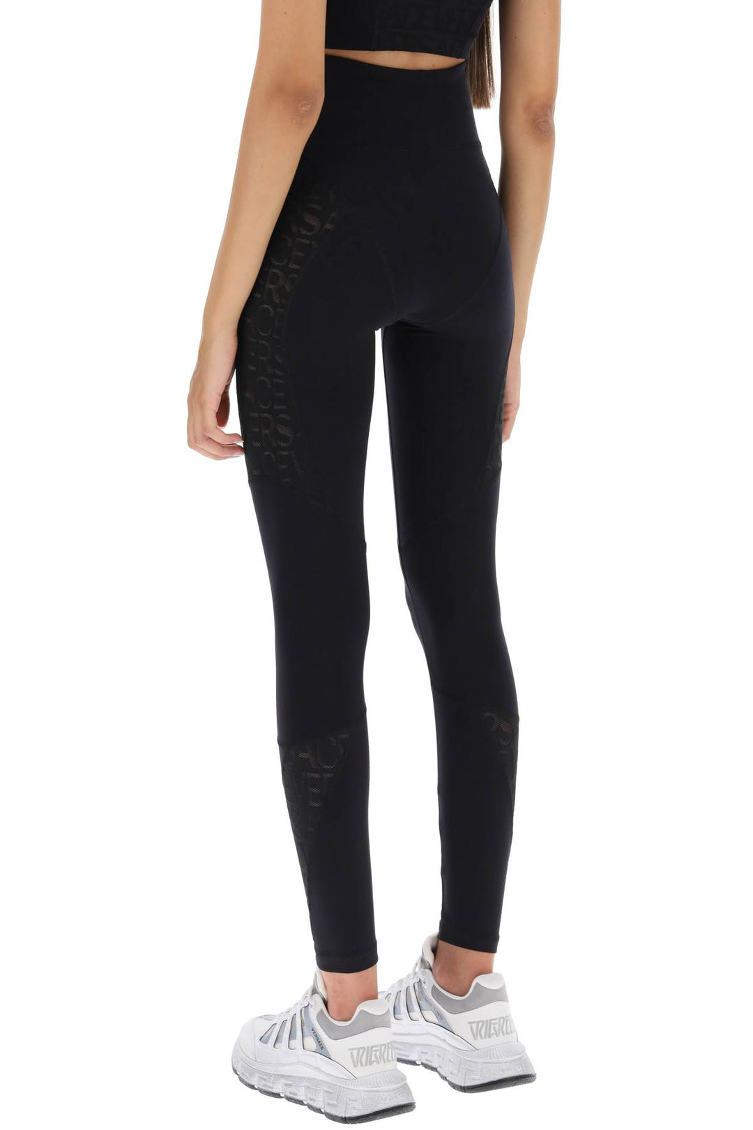 Sports Leggings With Lettering - Versace - Women