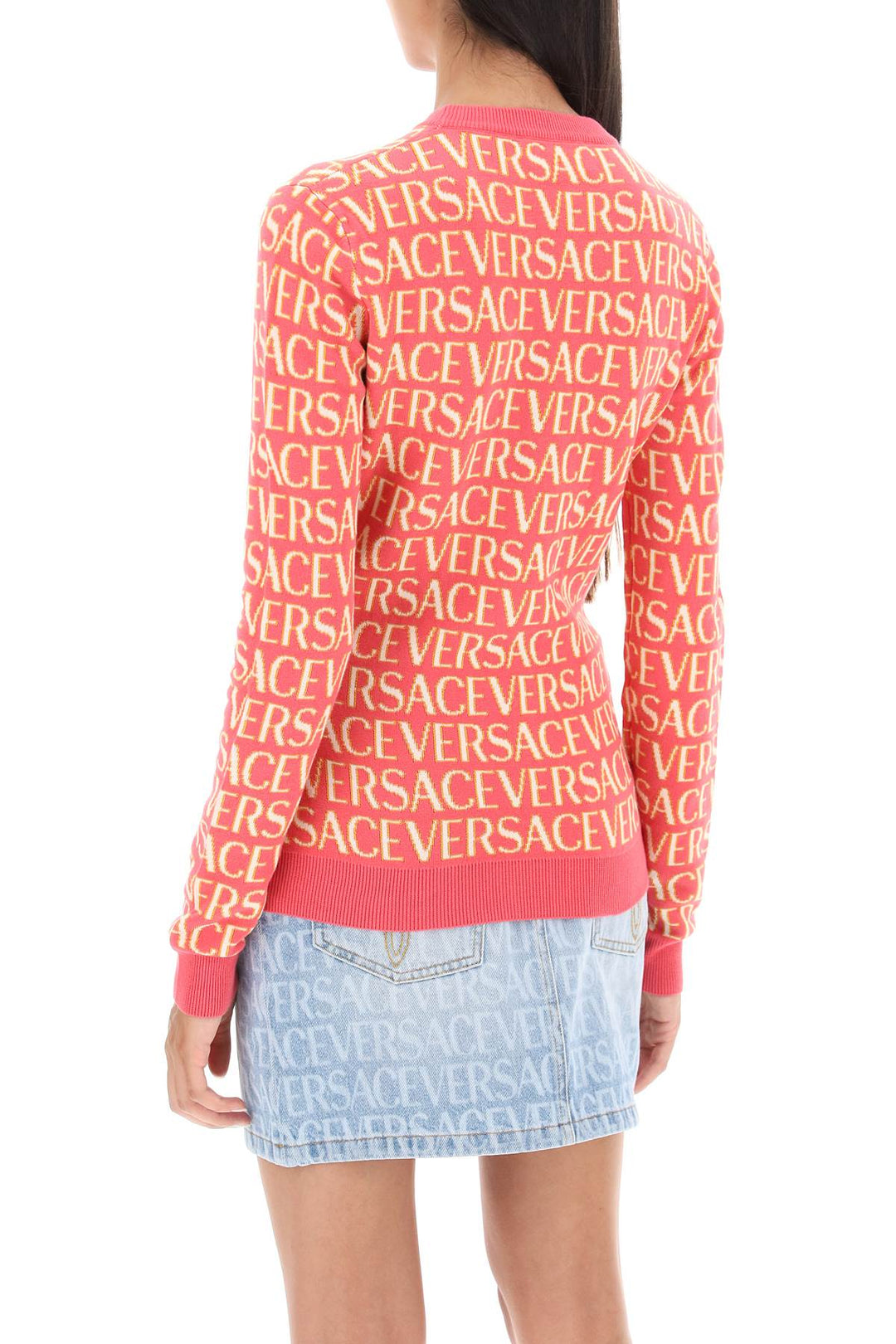 'Versace Allover' Crew Neck Sweater - Versace - Women