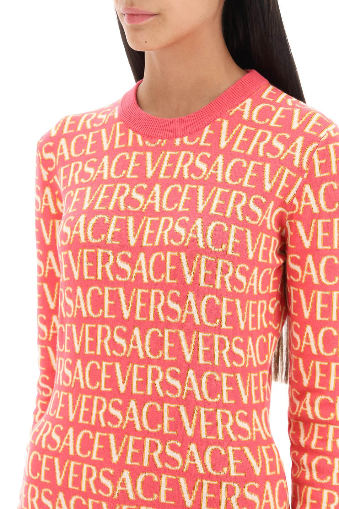 'Versace Allover' Crew Neck Sweater - Versace - Women