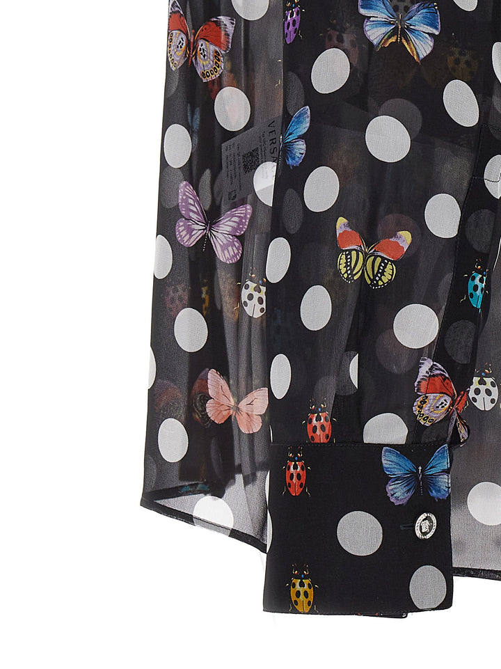 Heritage Butterflies & Ladybugs Polka Dot Shirt, Blouse Black