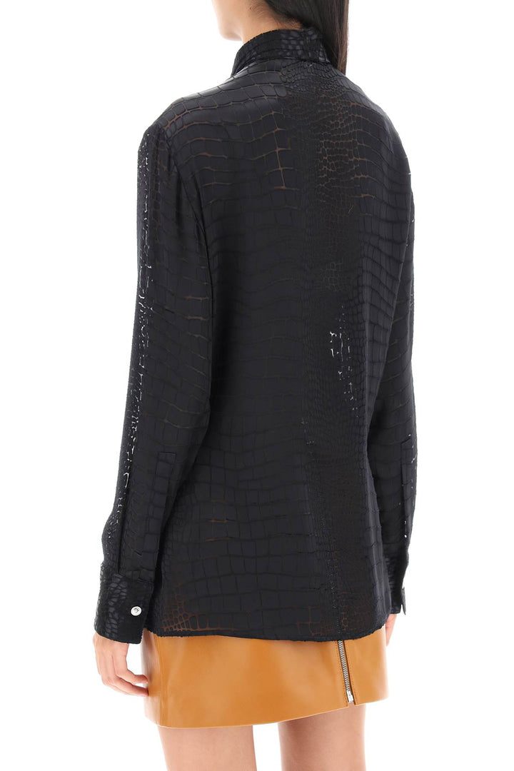 Crocodile Effect Tie Neck Shirt - Versace - Women