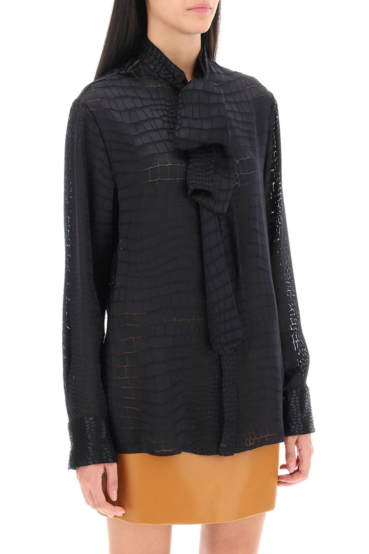 Crocodile Effect Tie Neck Shirt - Versace - Women