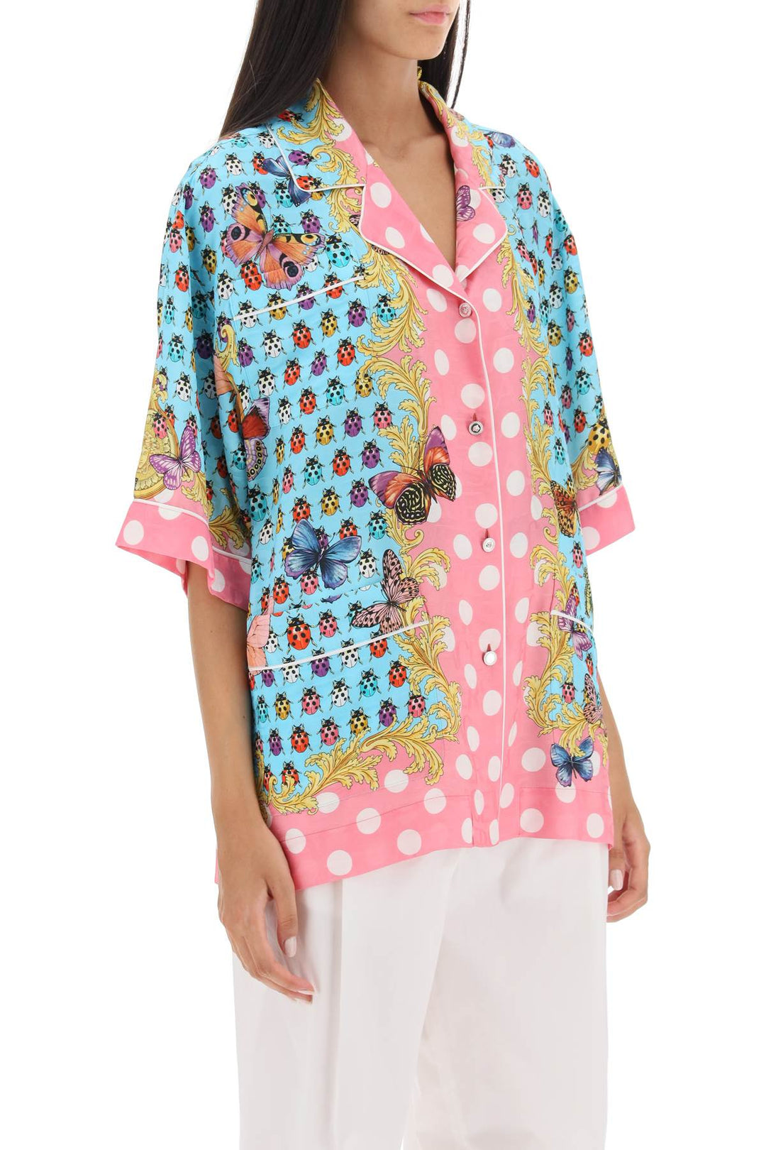 Butterflies & Ladybugs Short Sleeve Shirt - Versace - Women