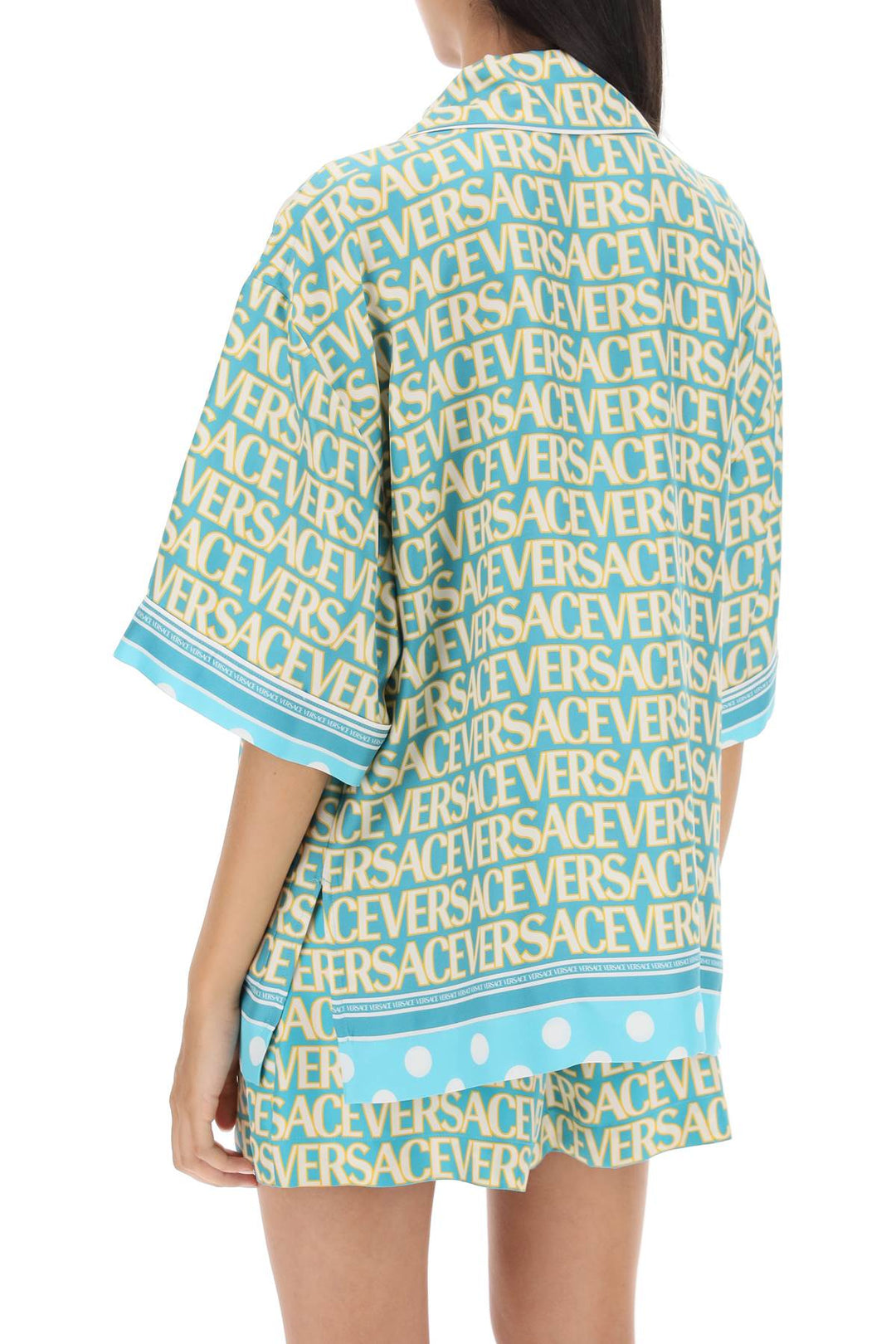 'Versace Allover Polka Dot' Short Sleeved Shirt - Versace - Women