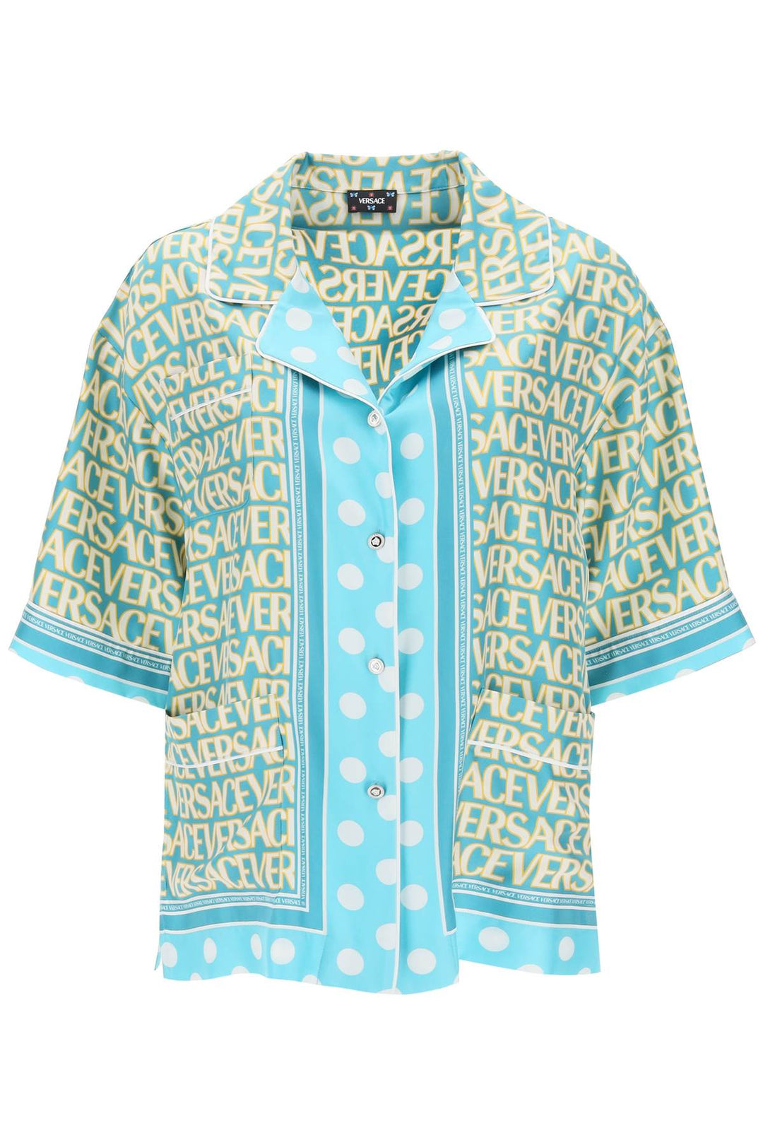 'Versace Allover Polka Dot' Short Sleeved Shirt - Versace - Women