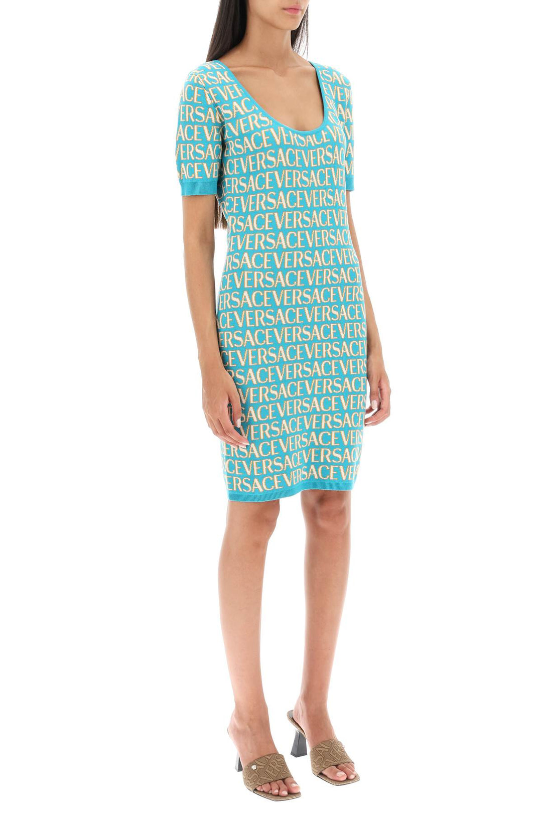 Monogram Knit Mini Dress - Versace - Women