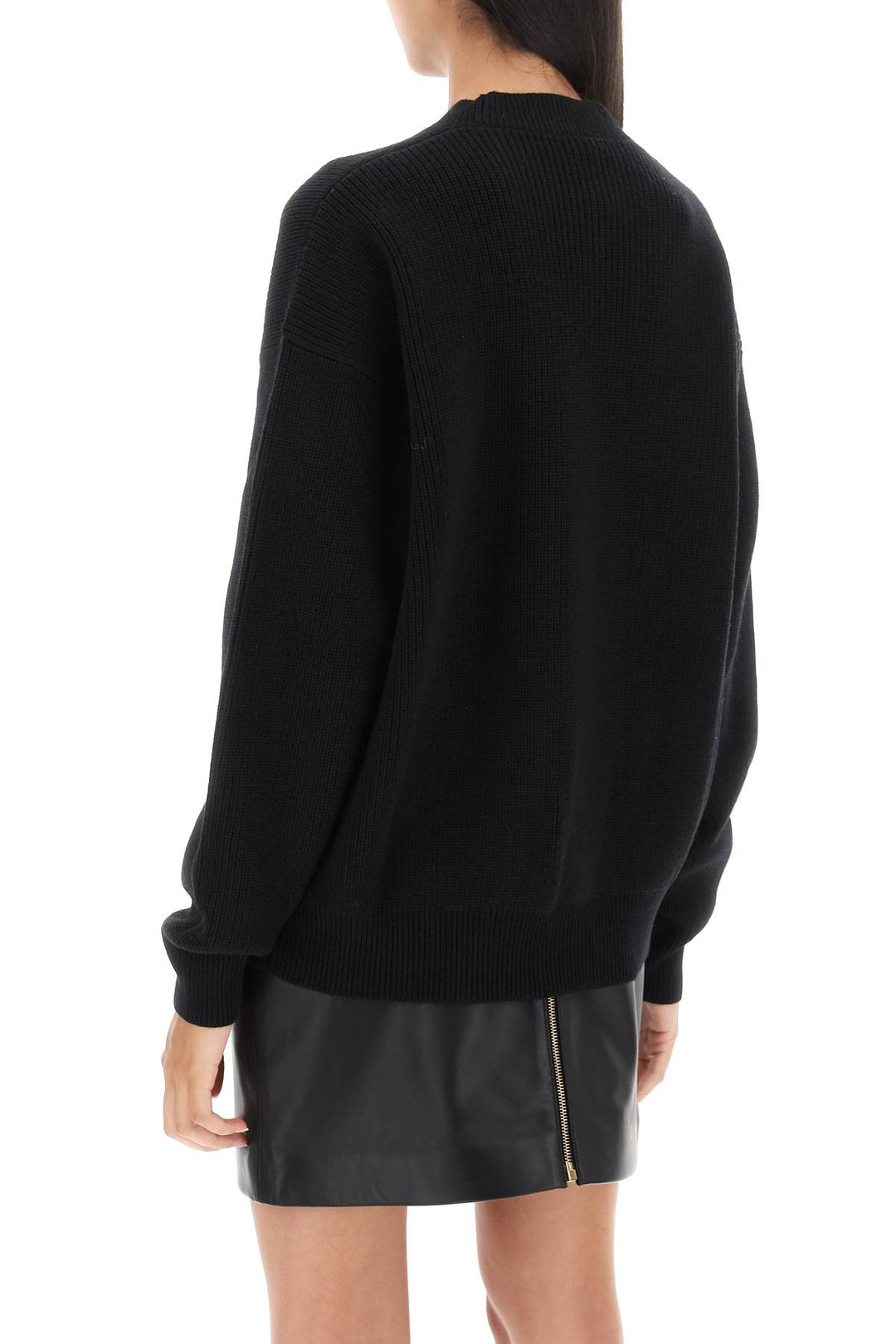 Crew Neck Sweater With Logo Inlay - Versace - Women