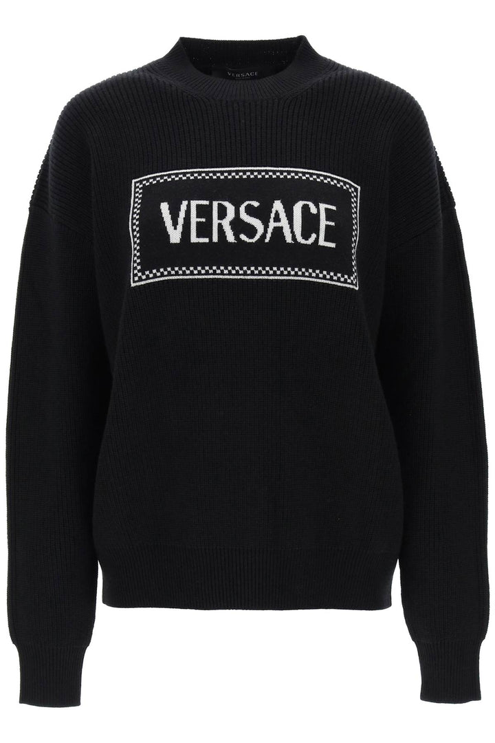 Crew Neck Sweater With Logo Inlay - Versace - Women