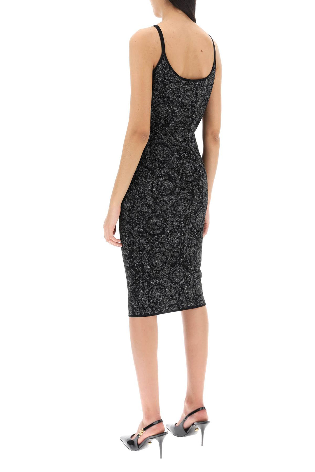 Barocco Midi Dress In Lurex Knit - Versace - Women