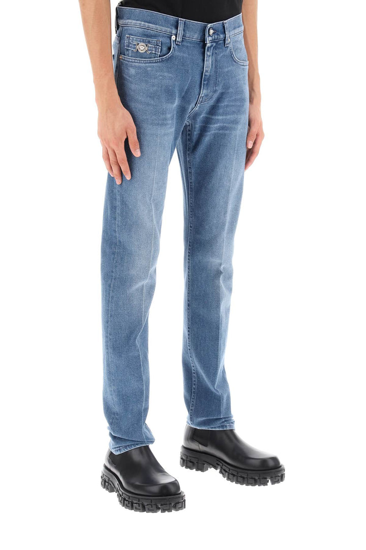 Stretch Denim Slim Fit Jeans - Versace - Men