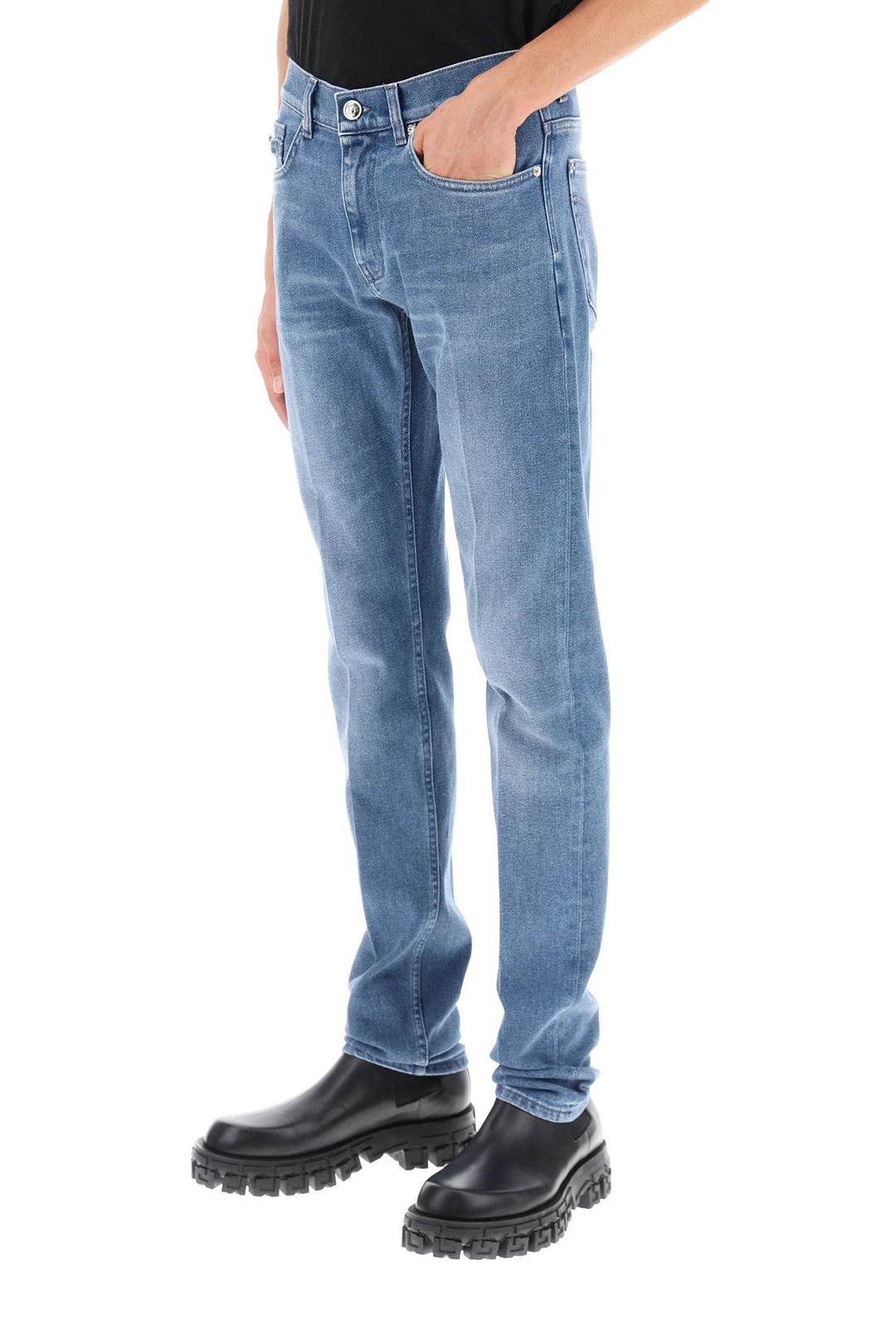 Stretch Denim Slim Fit Jeans - Versace - Men