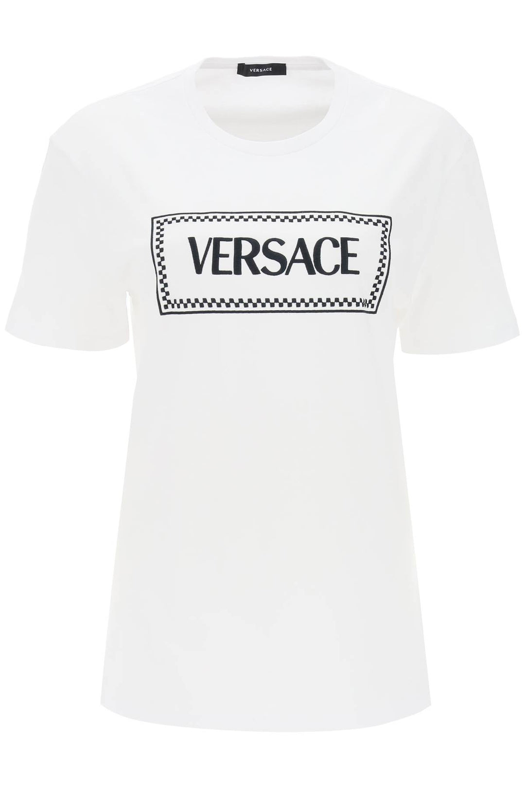 T Shirt With Logo Embroidery - Versace - Women