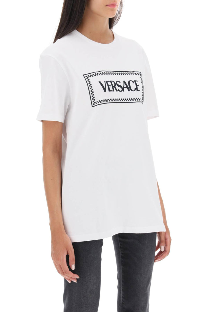 T Shirt With Logo Embroidery - Versace - Women