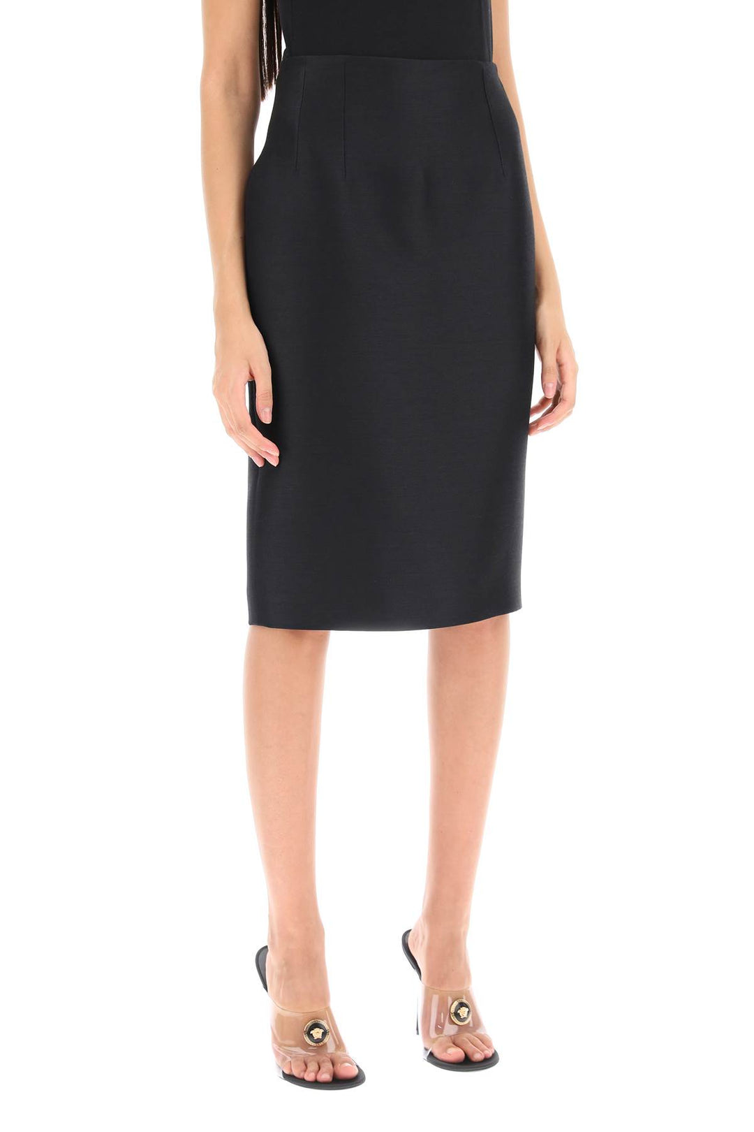 Wool Silk Pencil Skirt - Versace - Women