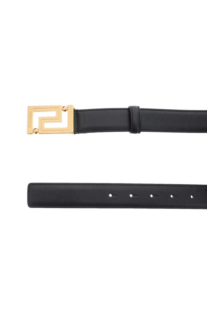 Greca Buckle Leather Belt - Versace - Men