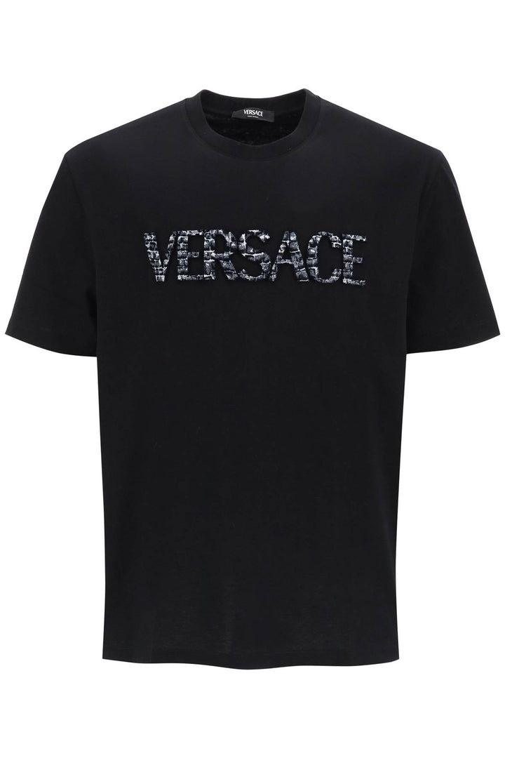 Croco Effect Logo T Shirt - Versace - Men