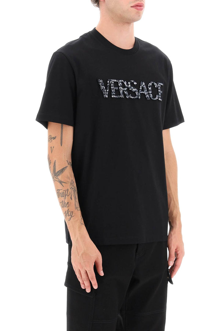 Croco Effect Logo T Shirt - Versace - Men