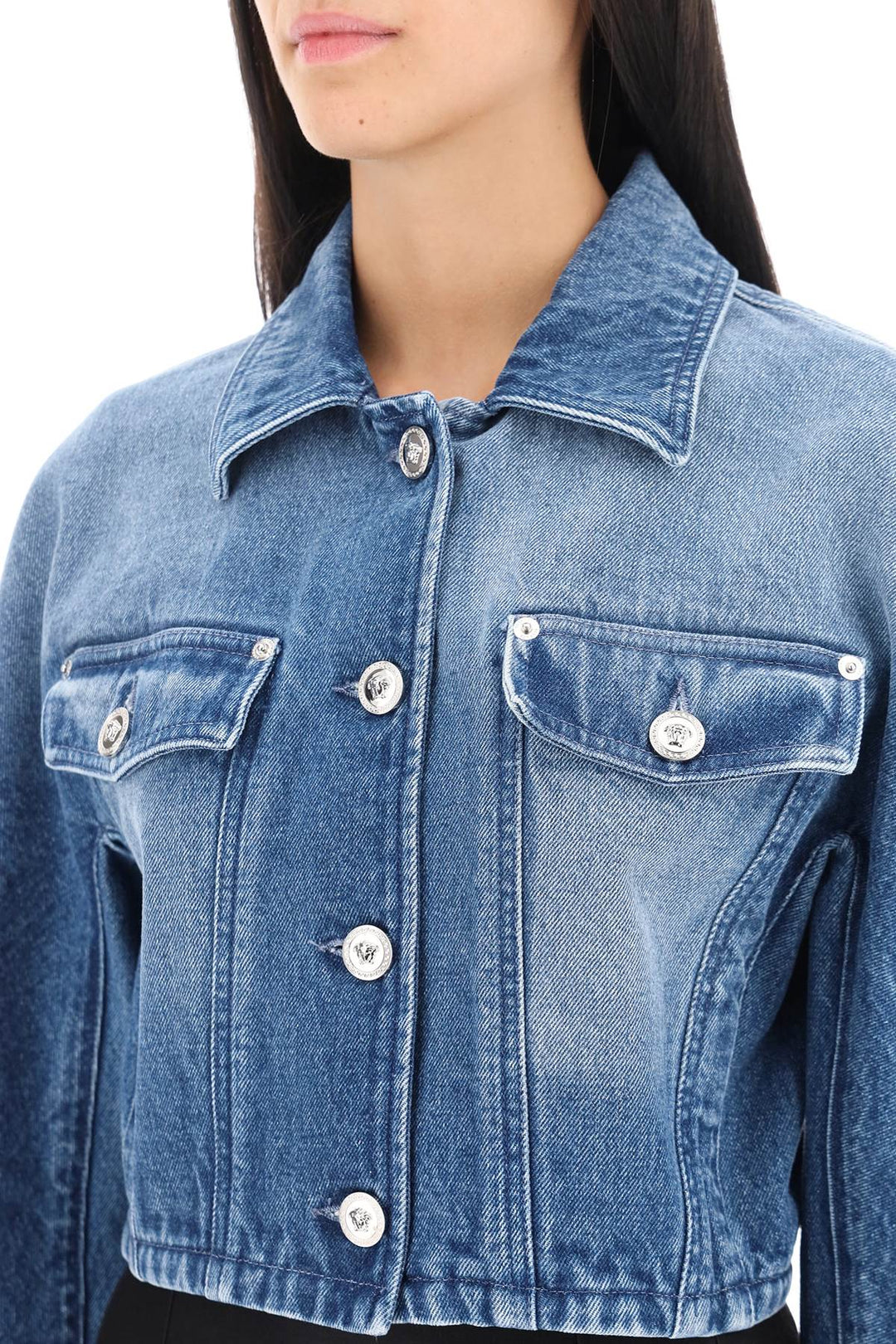 Cropped Denim Jacket - Versace - Women