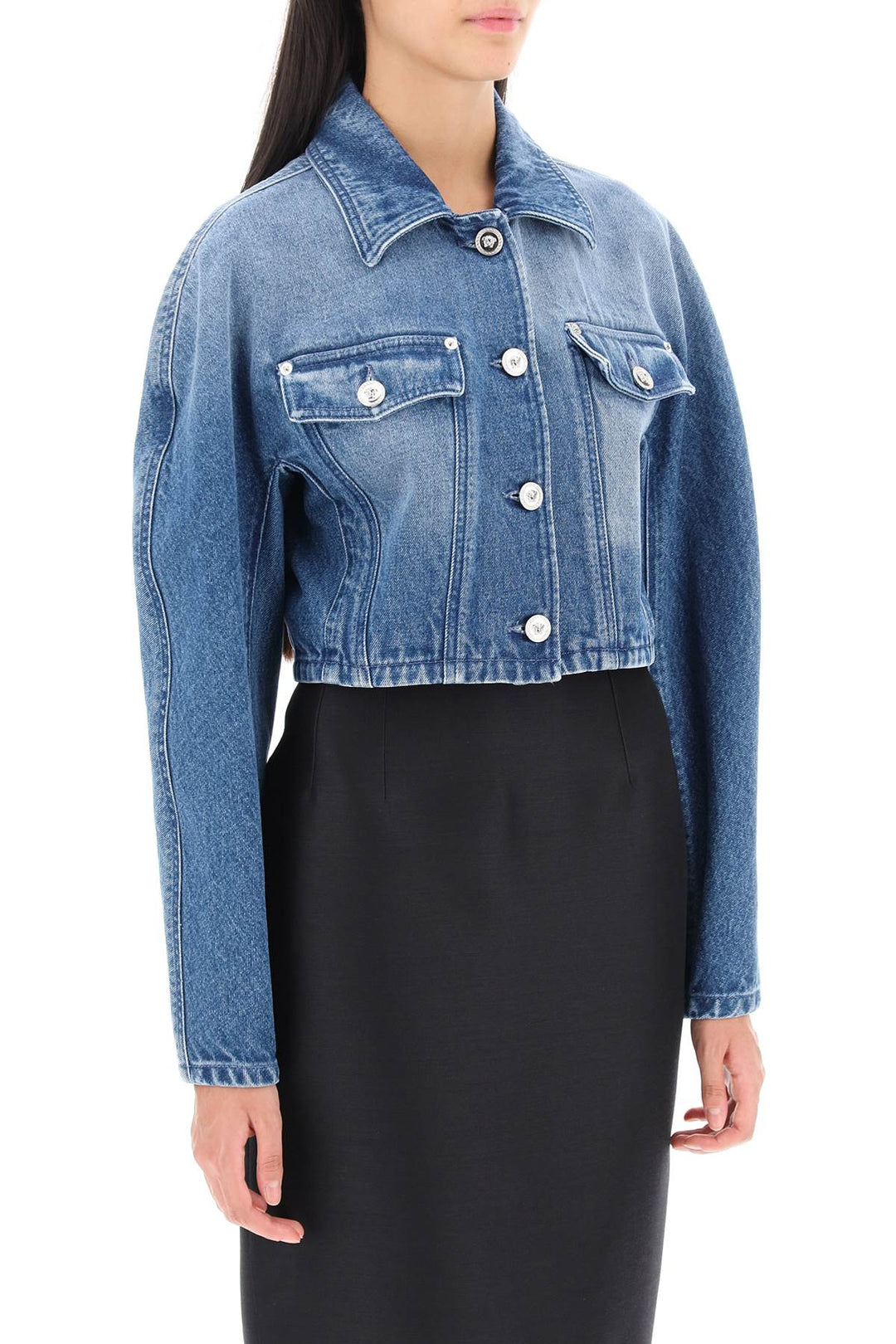 Cropped Denim Jacket - Versace - Women