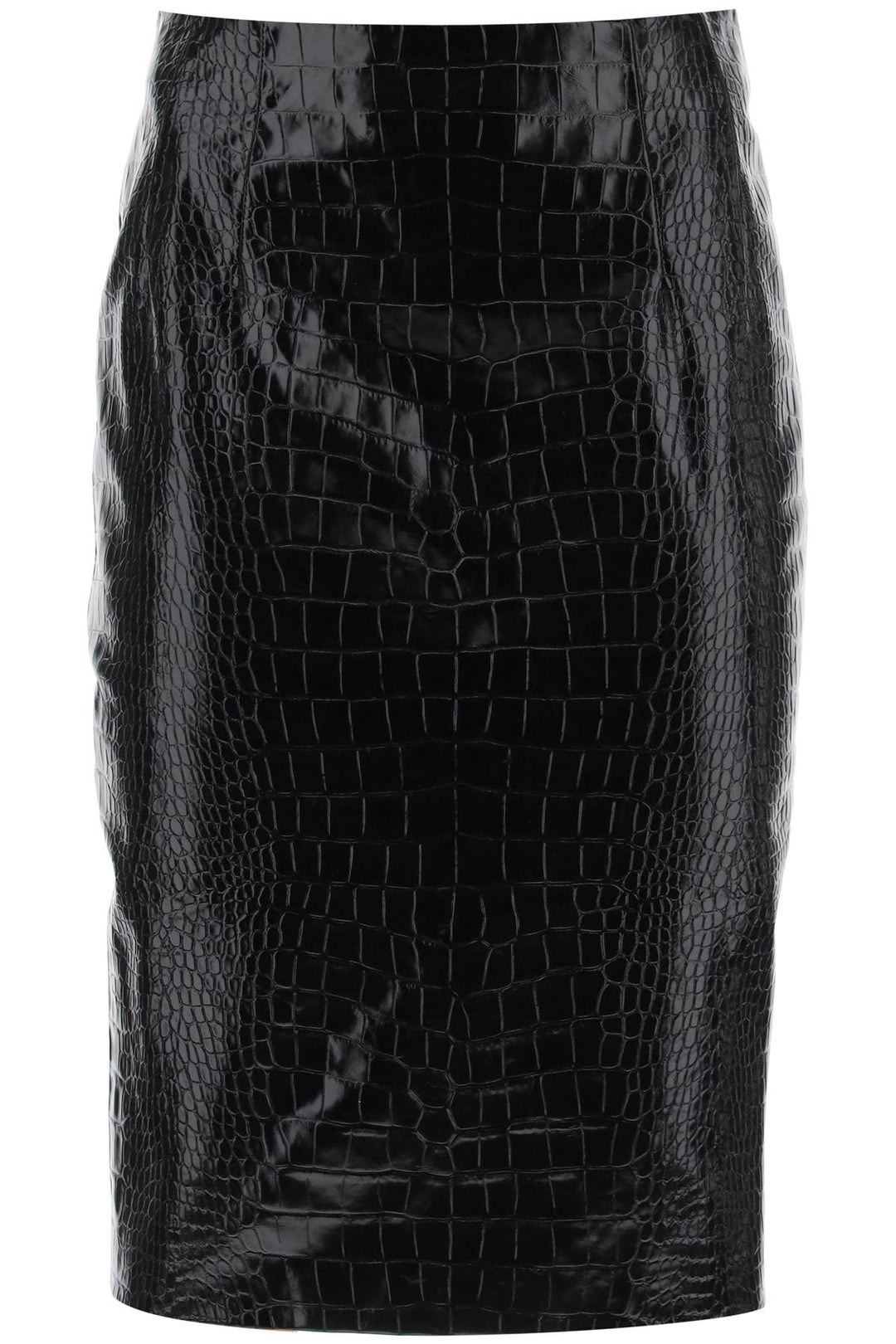 Croco Effect Leather Pencil Skirt - Versace - Women