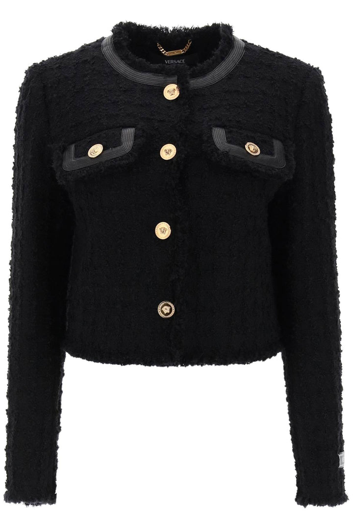 Cropped Jacket In Boucle Tweed - Versace - Women