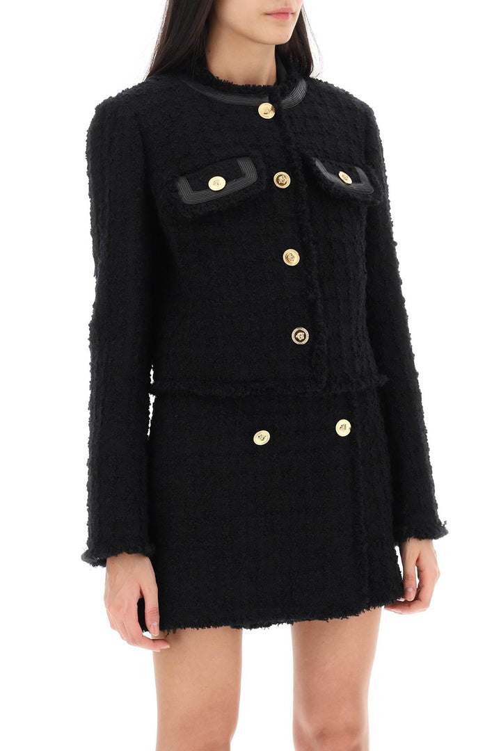 Cropped Jacket In Boucle Tweed - Versace - Women