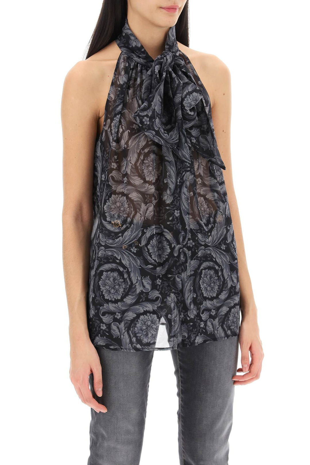 Barocco Top With Lavallière Tie - Versace - Women