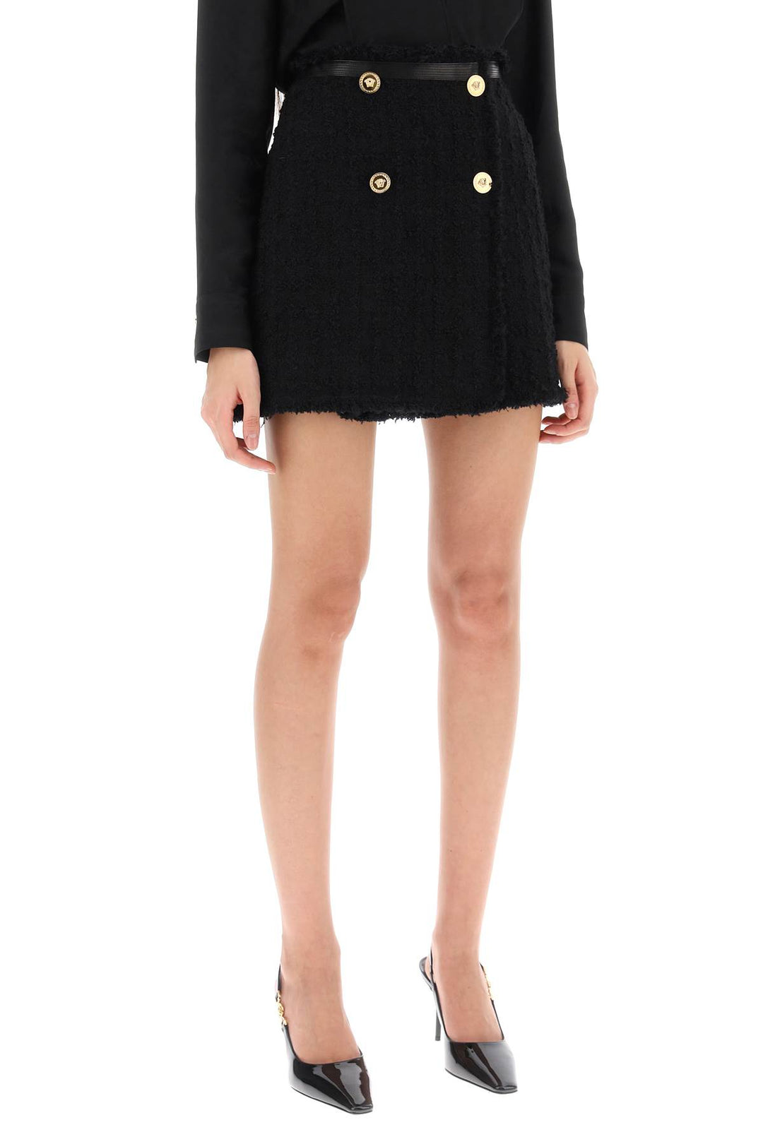 Heritage Mini Skirt In Boucle Tweed - Versace - Women