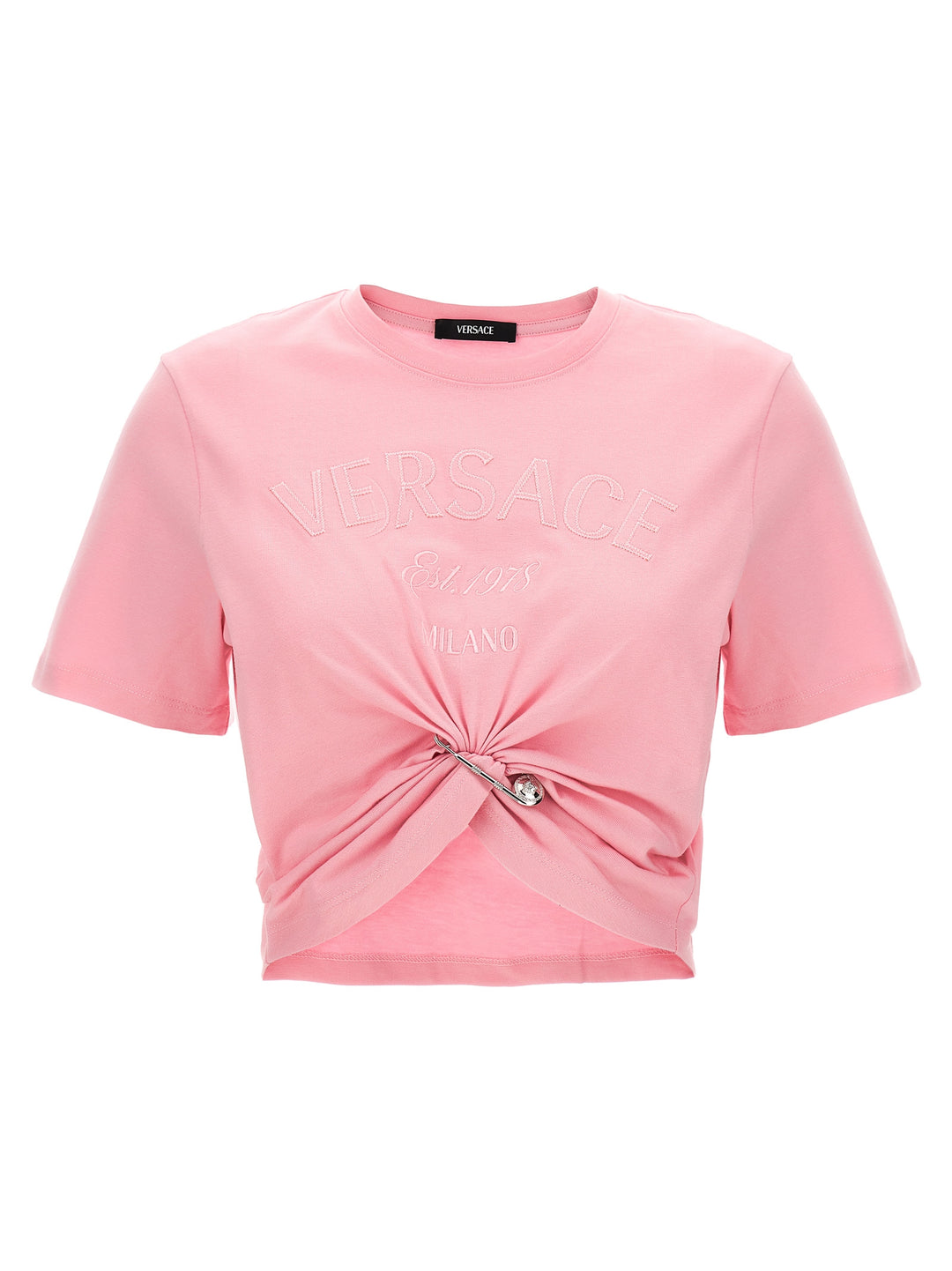 Bropped  With Embroidered Logo Pin T-Shirt Pink