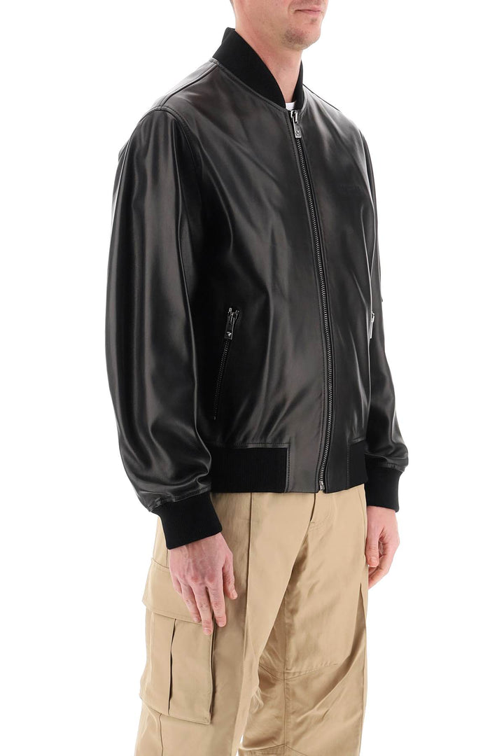 Leather Bomber Jacket - Versace - Men