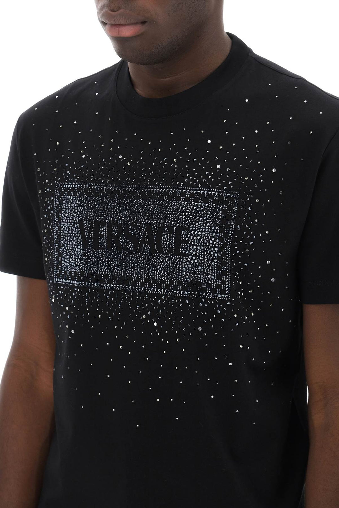 T Shirt With Rhinestone 90's Vintage Logo - Versace - Men