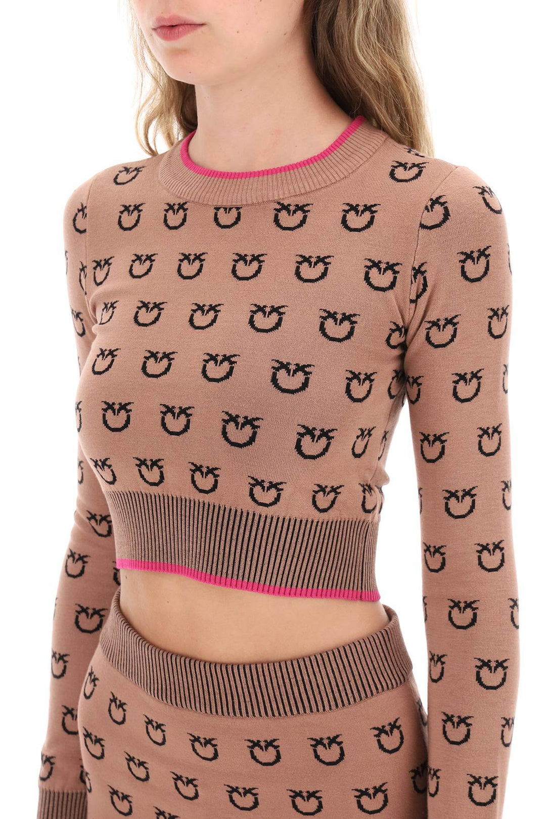 'Furetto' All Over Logo Crop Top - Pinko - Women