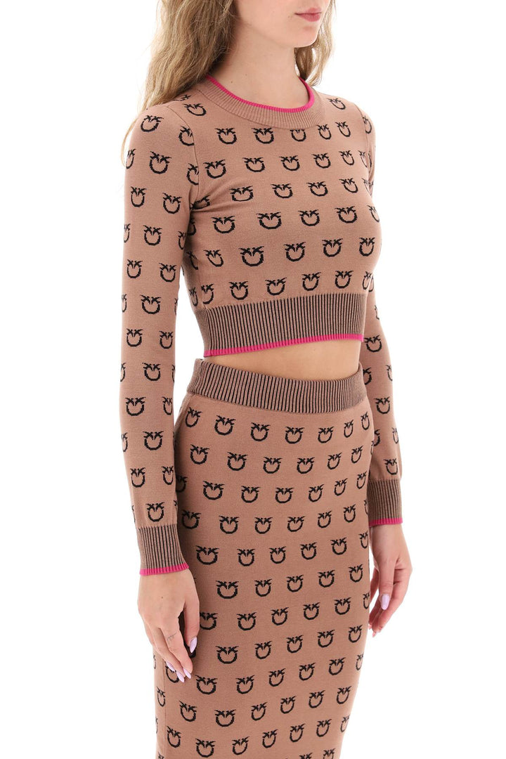 'Furetto' All Over Logo Crop Top - Pinko - Women