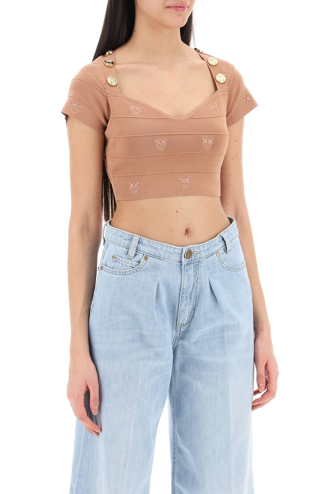 Hoodia Knitted Crop Top - Pinko - Women