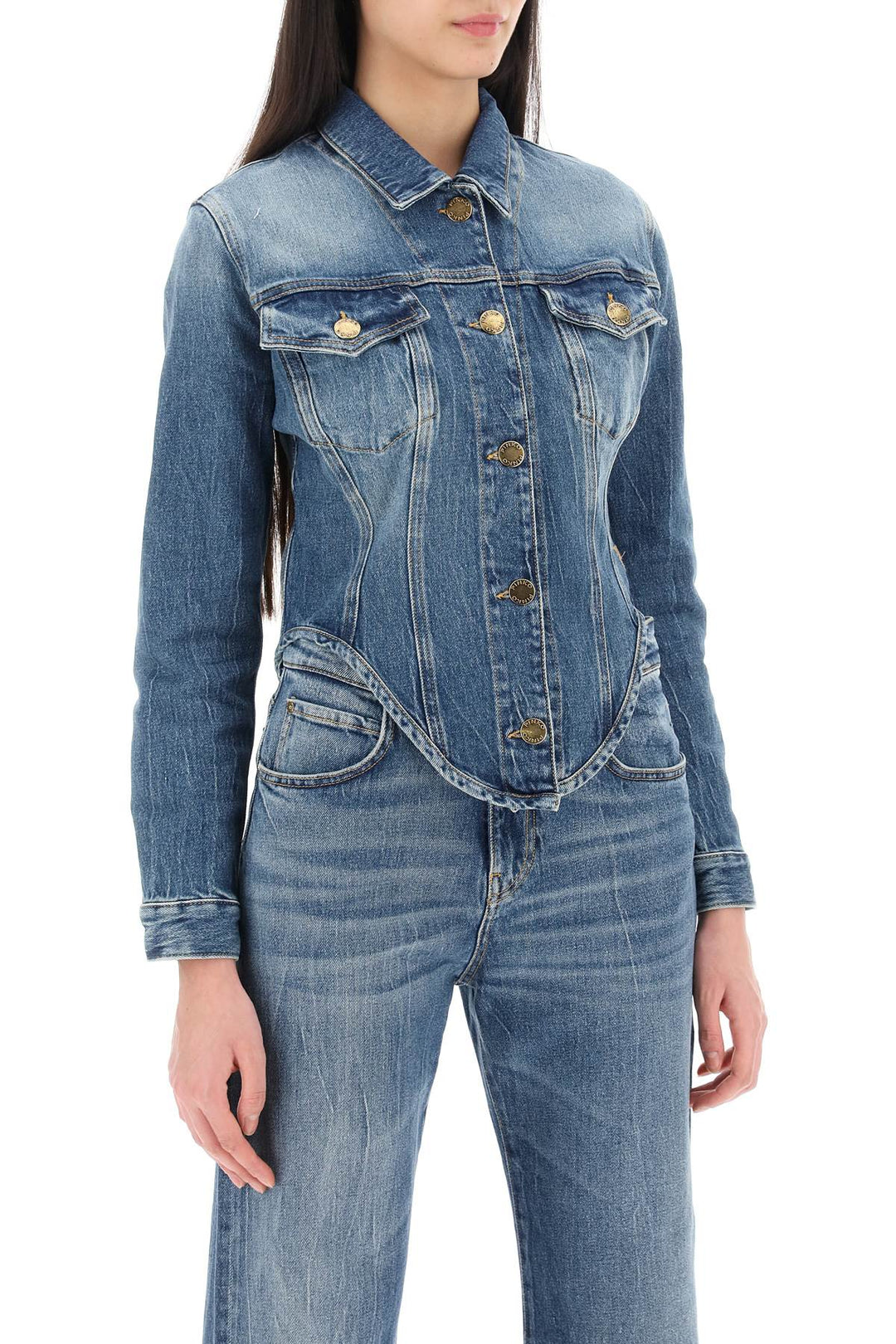 Benaco Shaped Denim Jacket - Pinko - Women