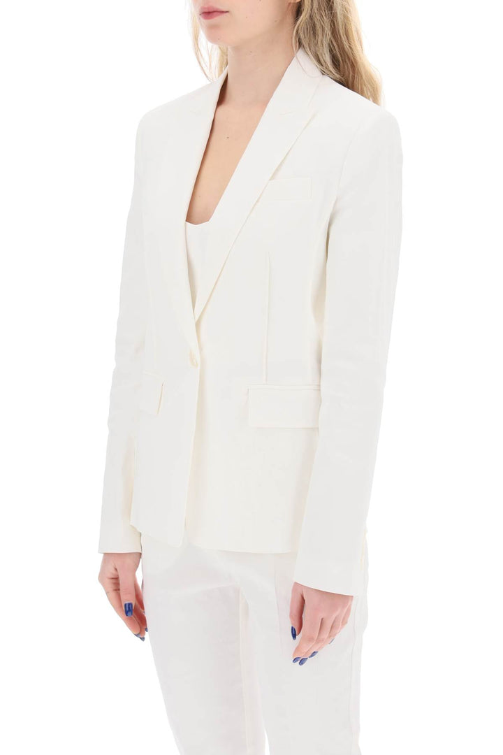 Linen Blend Single Breasted Blazer - Pinko - Women