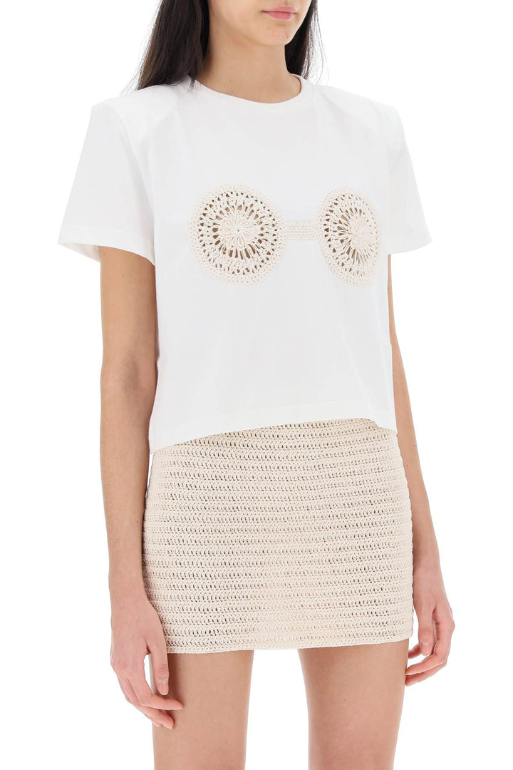 Cropped T Shirt With Crochet Insert - Magda Butrym - Women