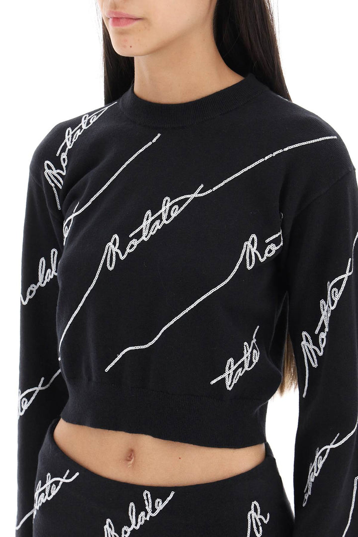 Sequined Logo Cropped Sweater - Rotate - Women