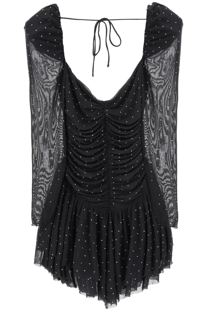 Mini Dress In Rhinestone Studded Mesh - Rotate - Women