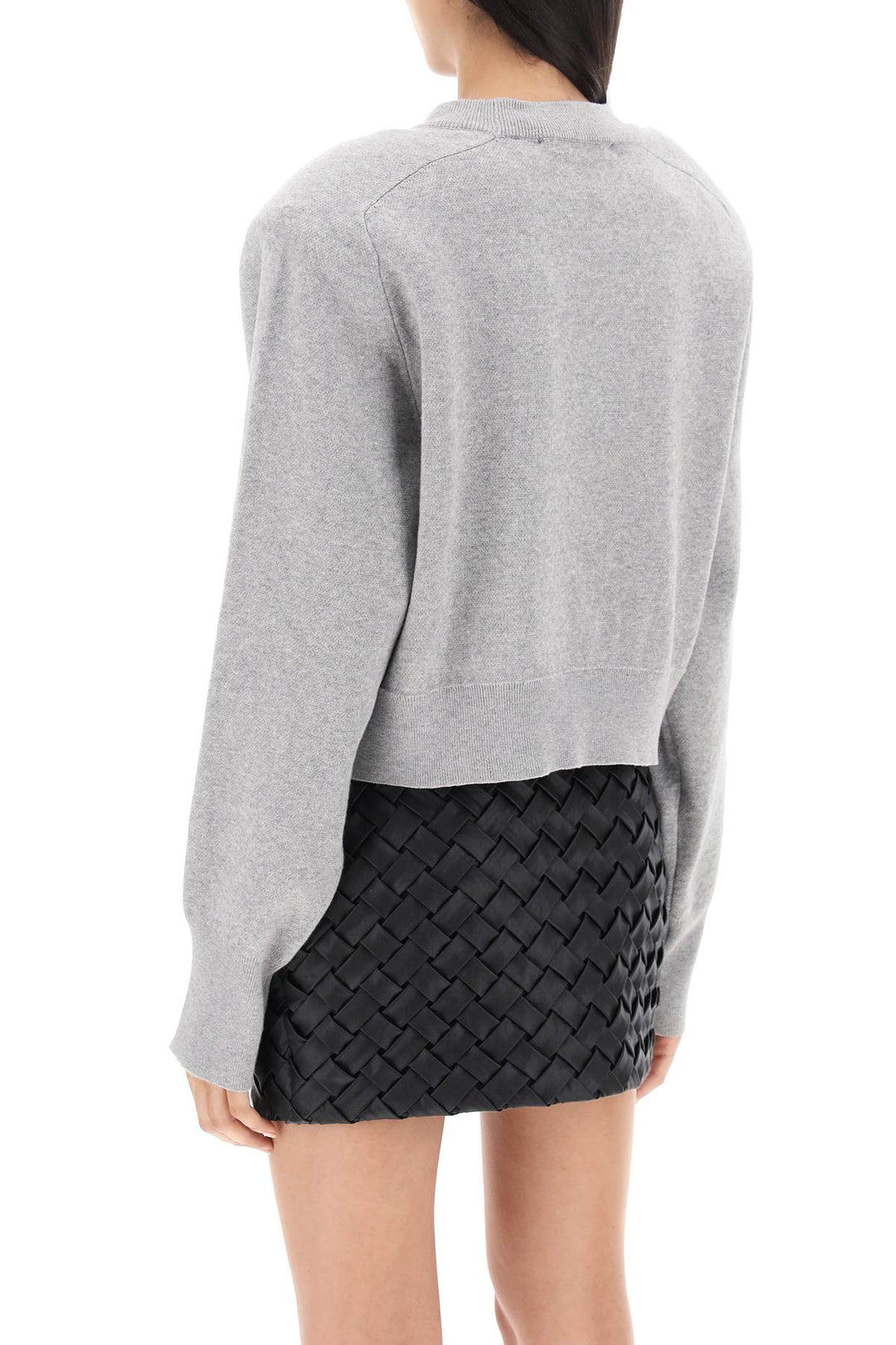 Cropped Sweater With Rhinestone Studded Logo - Rotate - Women