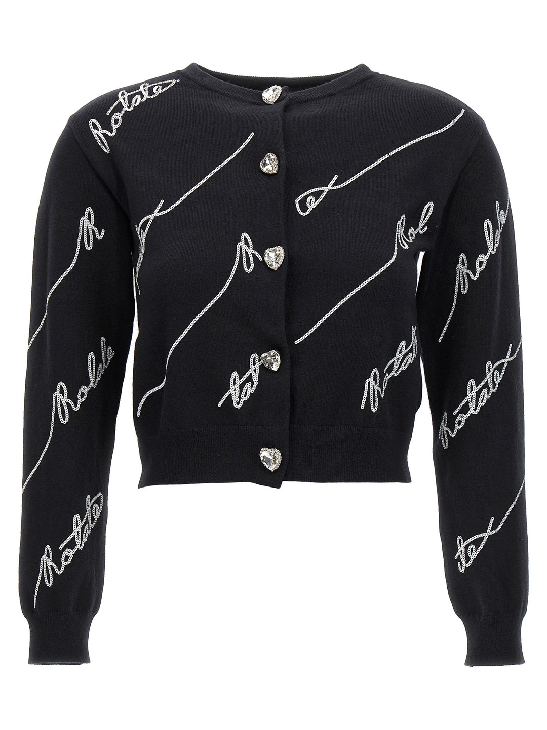 Sequin Logo Sweater, Cardigans White/Black