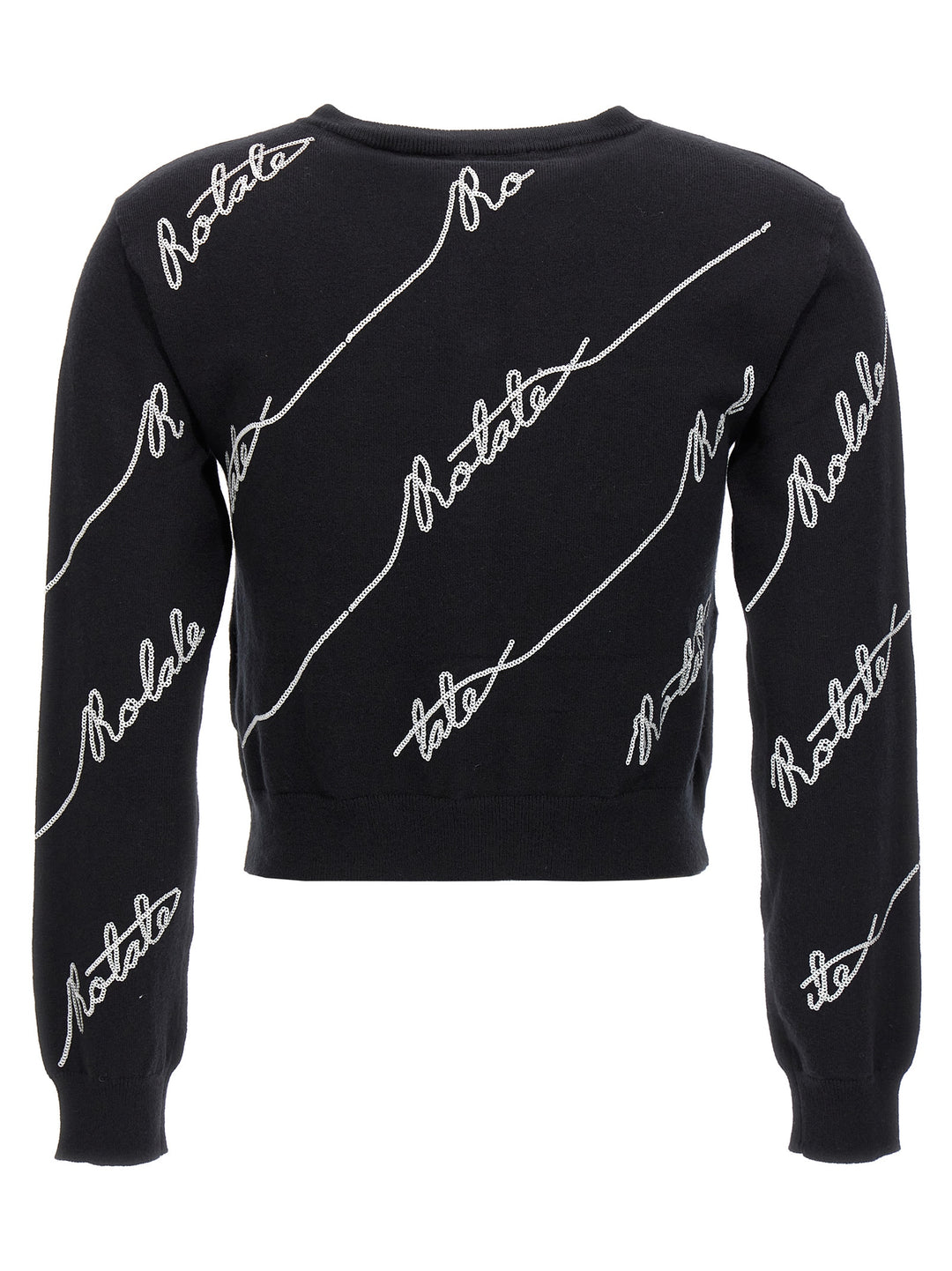 Sequin Logo Sweater, Cardigans White/Black