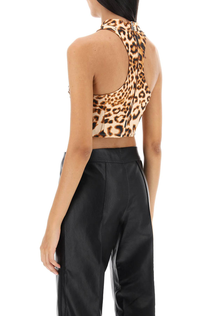 Leopard Print Jersey Crop Top - Rotate - Women