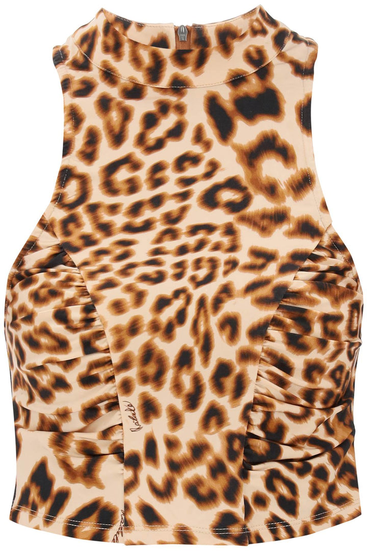 Leopard Print Jersey Crop Top - Rotate - Women